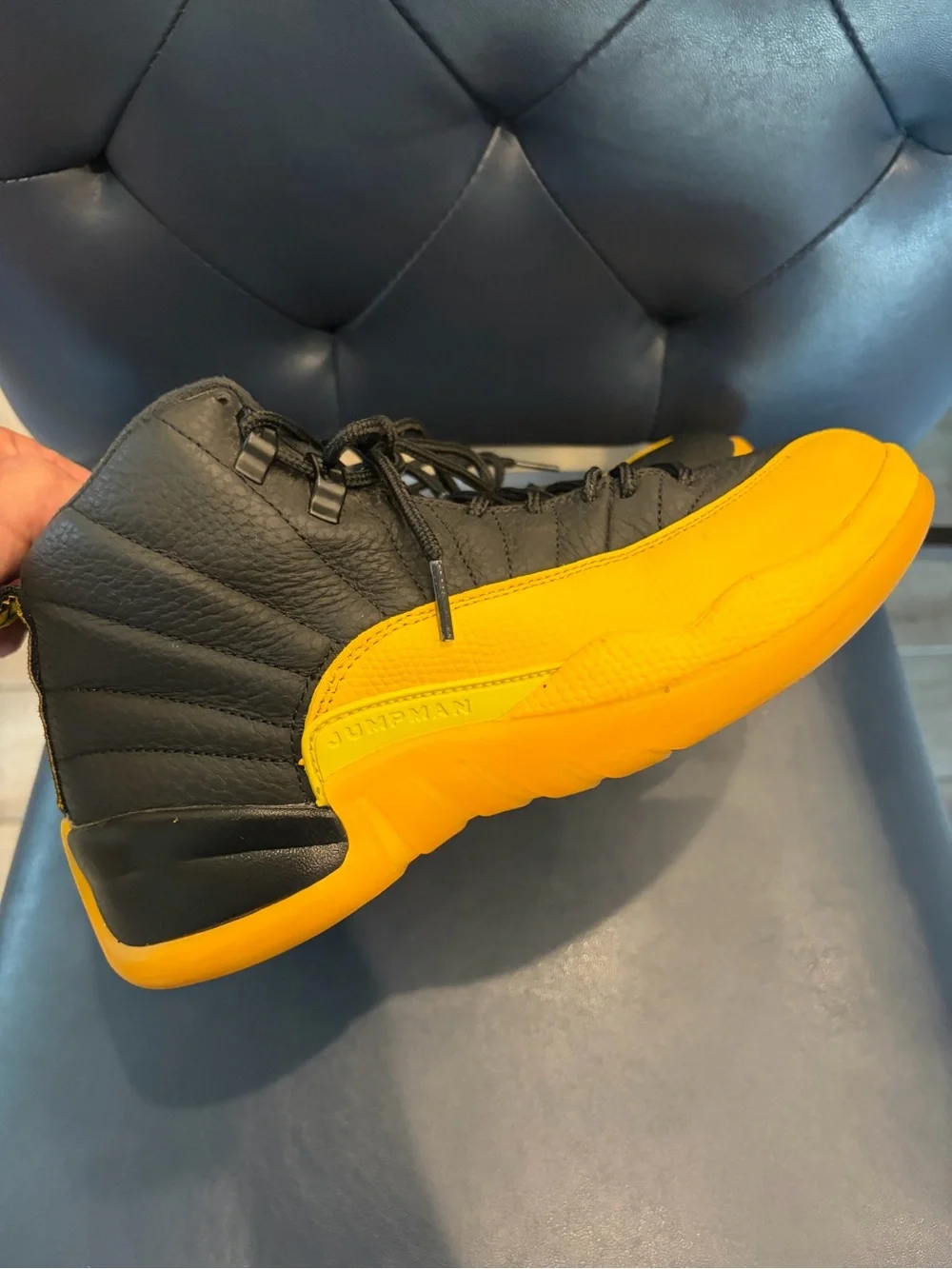 Jordan 12 Retro University Gold sneakers yellow black mens size 7.5 authentic